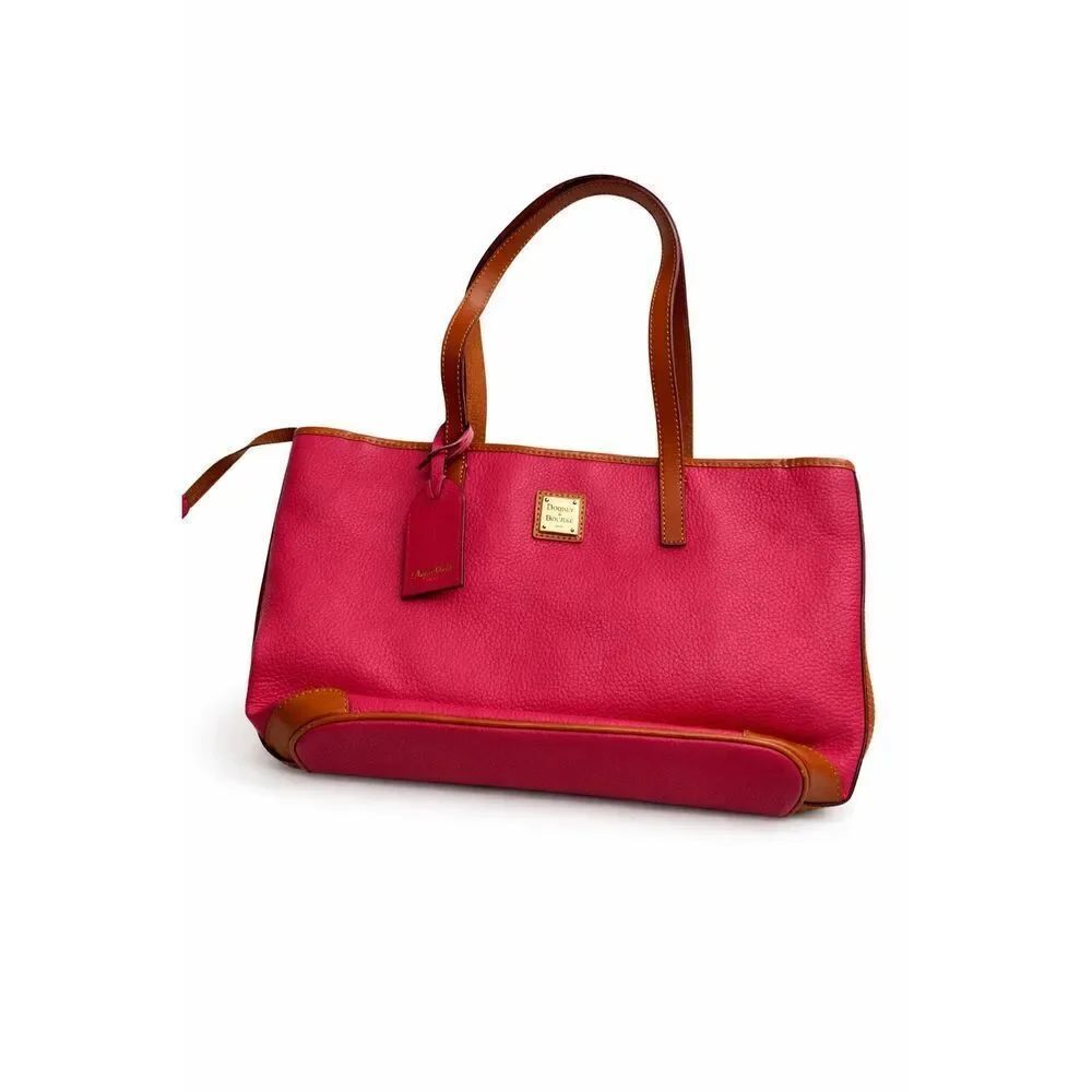 Dooney & Bourke Pebble Grain Charleston Pink Brown Leather Vintage Tote Bag